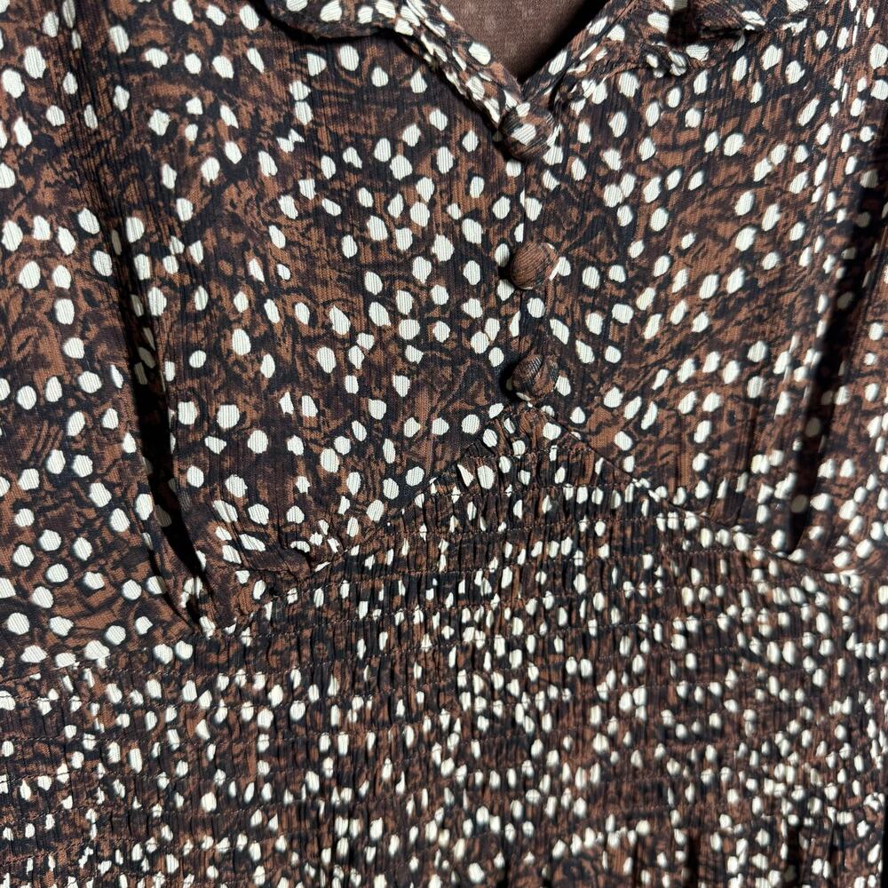 Territory Ahead Fairy Grunge Silk Blend Tiered Boho Dress Brown Flutter Sleeve 8 - Picture 8 of 9
